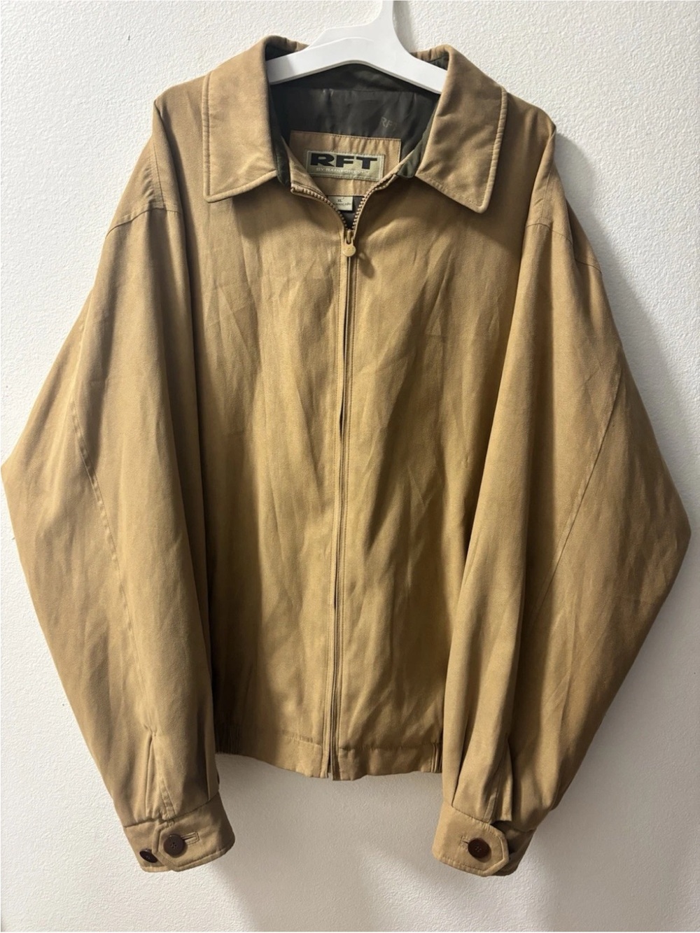 RAINFOREST Men's Light Brown Zip Bomber Jacket- vintage
